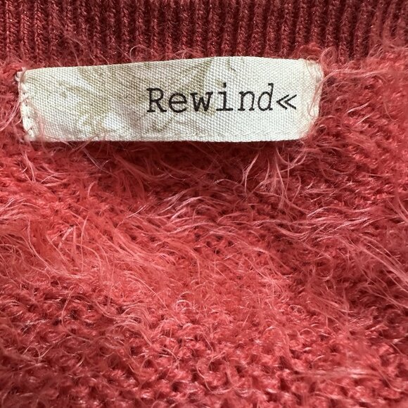 Rewind Cardigan Salmon Medium Long Sleeve Scoop Neck Button Down Fuzzy Sweater - Picture 6 of 7